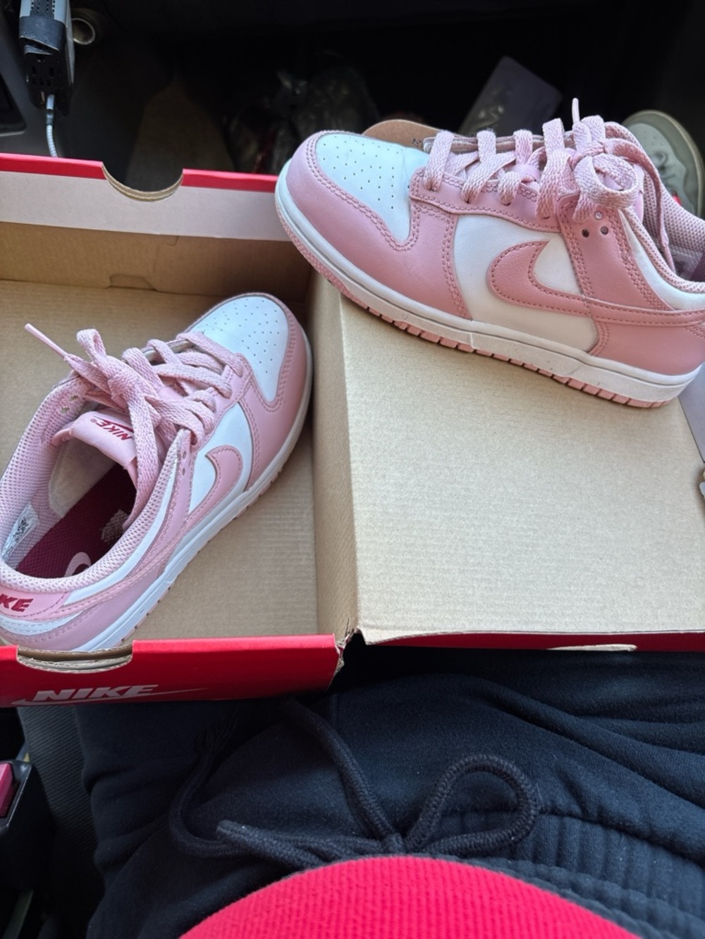 Nike Women's Pink and White Low-Top Sneakers - Swoosh Detail